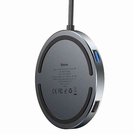 USB-Hub Baseus Circular Mirror Wireless Charger HUB (TYPE-C to USB 3.0*1+USB2.0*3/TYPE-C)Deep gray Київ