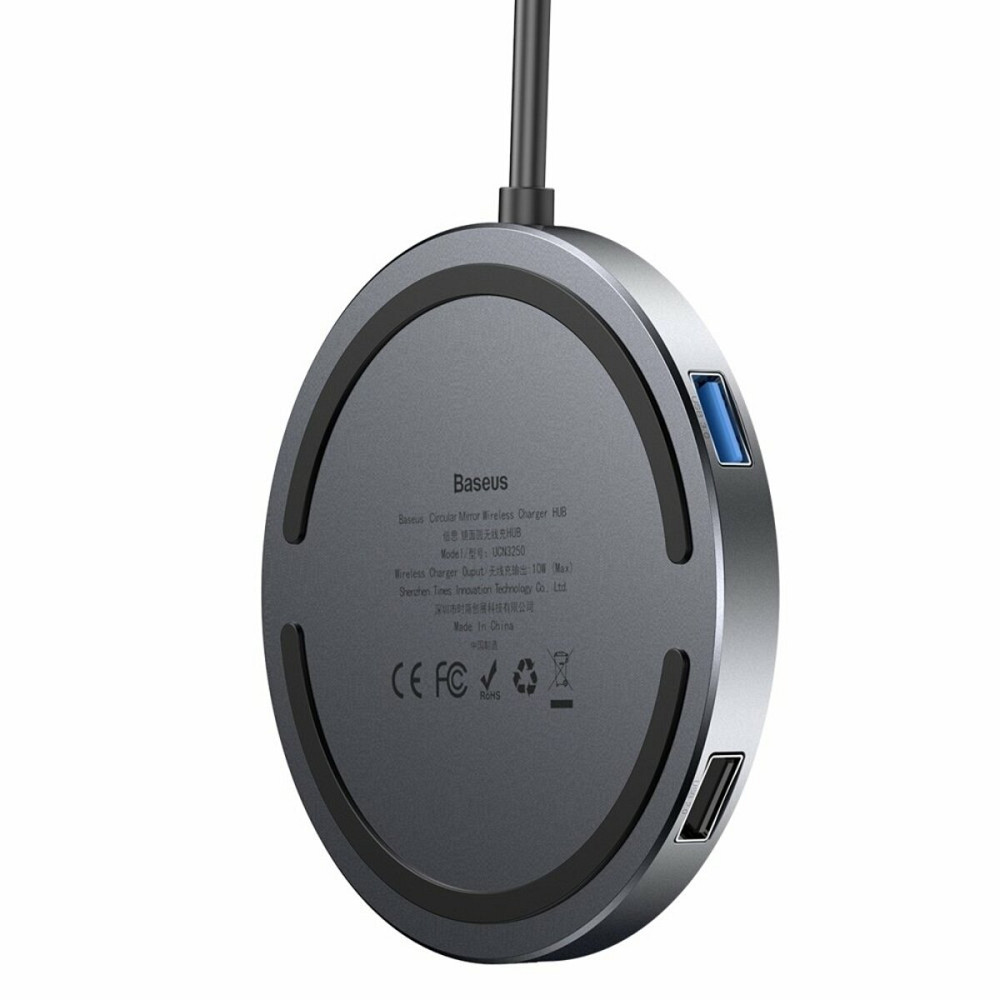 USB-Hub Baseus Circular Mirror Wireless Charger HUB (TYPE-C to USB 3.0*1+USB2.0*3/TYPE-C)Deep gray Київ - фото 4