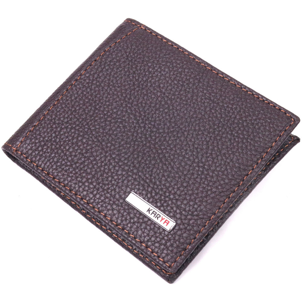 Практичный мужской зажим с монетницей из натуральной кожи Коричневый (KARYA) Киев - изображение 5