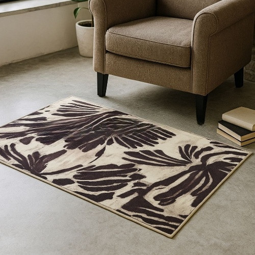 Килимок універсальний для підлоги Плюш Квітка 75*150см бежевий Дариана Житомир - фото 2