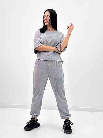 Жіночий костюм з турецької двонитки петля з ефектом tie dye "George"| Норма| Розпродаж моделі Сірий, 42-44 Київ