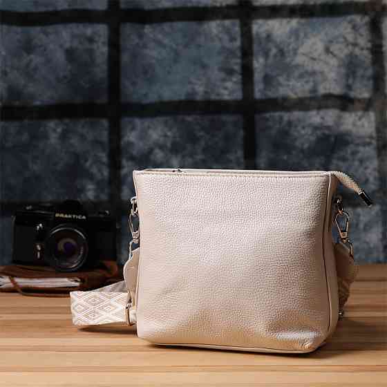 Повсякденна плечова сумка з натуральної шкіри Vintage 22915 Білий Київ