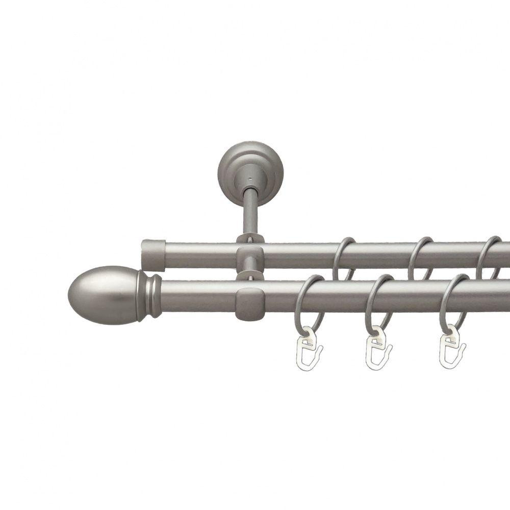 Карниз Orvit Белуно металевий дворядний відкритий гладка труба кільце металеве Сатин 19\16 мм 240 см (00-00013682) Львів - фото 1