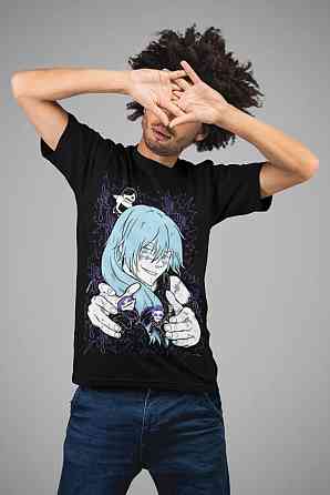 Футболка для хлопчика з аніме принтом Магічна битва оверсайз (зріст від 165 до 180) Чорний AnimeJ0869m Дніпро