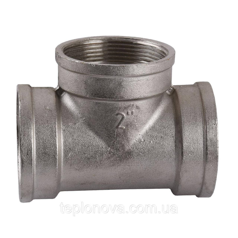 Тройник никелированный 2″ВР х 2″ВР х 2″ВР литейный А0238А(нк) VA Черновцы - изображение 2