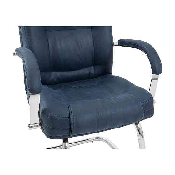 Офісне Конференційне Крісло Alberto Antares Nevi з вишивкою CF Хром Синій Київ