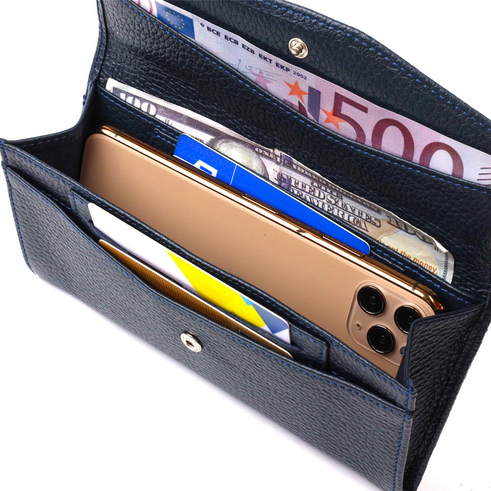 Удобное женское портмоне из натуральной кожи флотар CANPELLINI 21702 Синее Киев - изображение 6