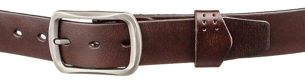 Чоловічий шкіряний ремінь із закругленою класичною пряжкою Vintage 20230 Коричневий Київ - фото 9