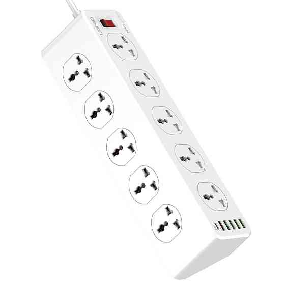 Мережевий подовжувач LDNIO 10 Розеток, 5 USB, 1 Type-C SC10610 (Білий, 2м) Миколаїв
