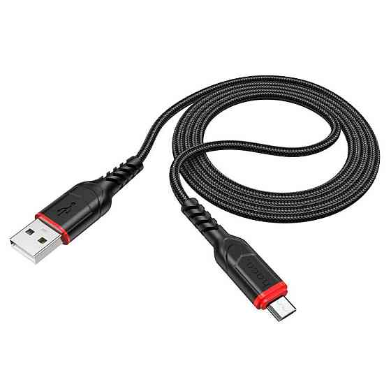 Кабель HOCO X59 USB - Micro 2.4A, 1m, нейлон, TPE конектори, колір чорний 6931474744890 Одеса