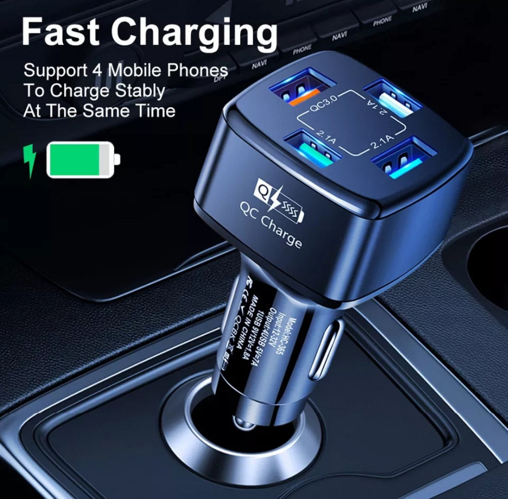 Зарядка в прикурювач 4 usb 38W Вольтметр QC Київ - фото 5