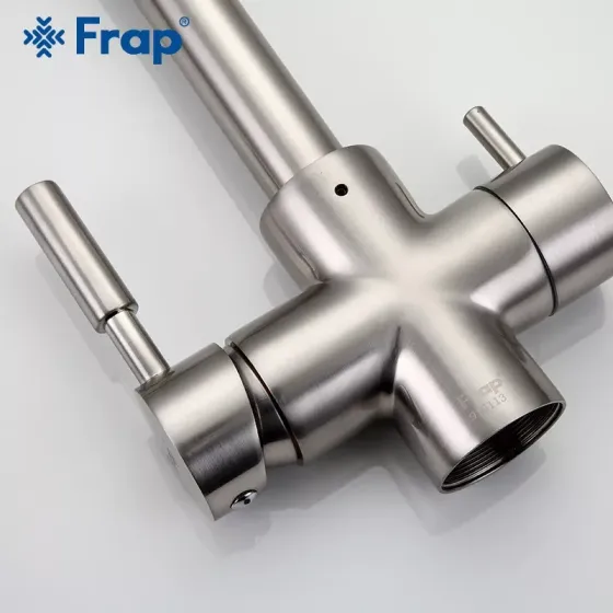 Смеситель для кухни на две воды Frap F4352-5 с подключением к фильтру, сатин Киев