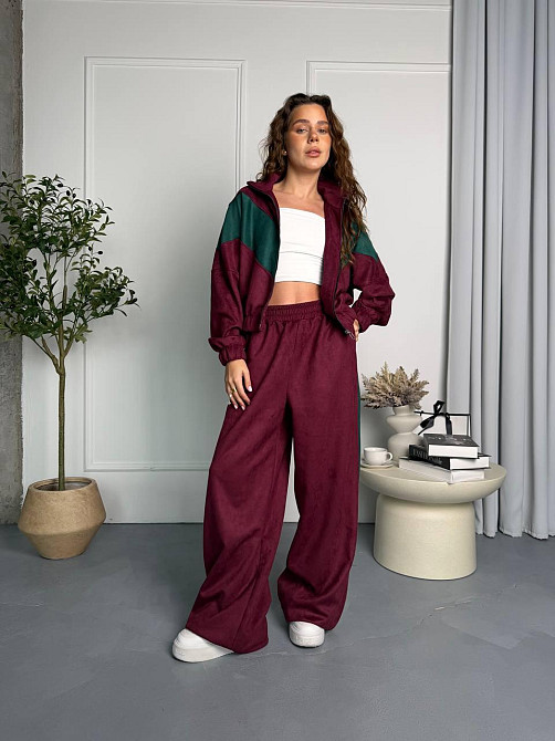 Женский стильный повседневный костюм двойка из замша на дайвинге Одесса - изображение 3