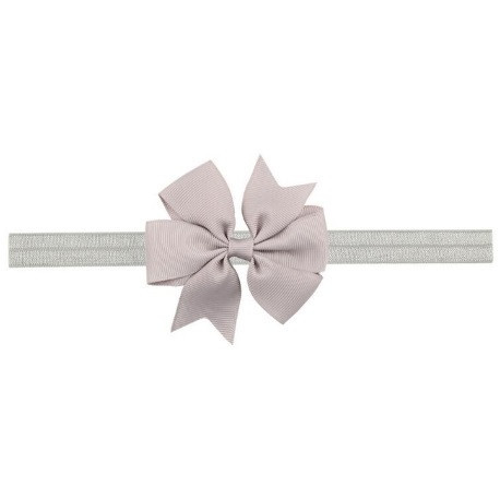 Дитяча сіра пов'язка з бантиком - на резинці, окружність від 30см до 48см, бант 9см Київ - фото 1
