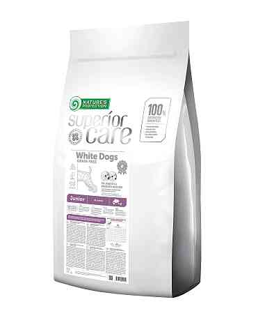 Nature's Protection Superior Care White Dogs Grain Free Salmon Junior All Breeds Сухий беззерновий корм для юніорів усіх порід з лососем, 17 кг Київ