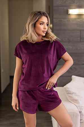 Велюрова піжама двійка (футболка і шорти) "Mellow" | Батал Київ