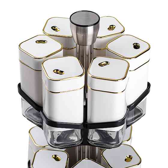 Yiwu Набір для спецій на підставці 12 шт. 120 мл карусель для спецій Білий HP-1315 Коломия