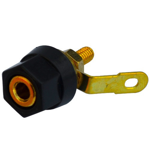 Гнездо Banan монтажное, gold, диам.-16мм., корпус пластик, чёрное Полтава - изображение 1