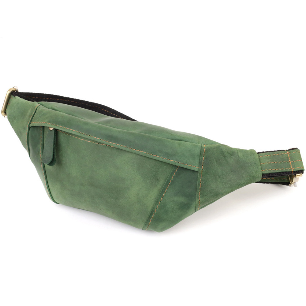 Модна сумка-бананка для чоловіків з натуральної vintage шкіри Shvigel 23124 Зелений Київ - фото 10