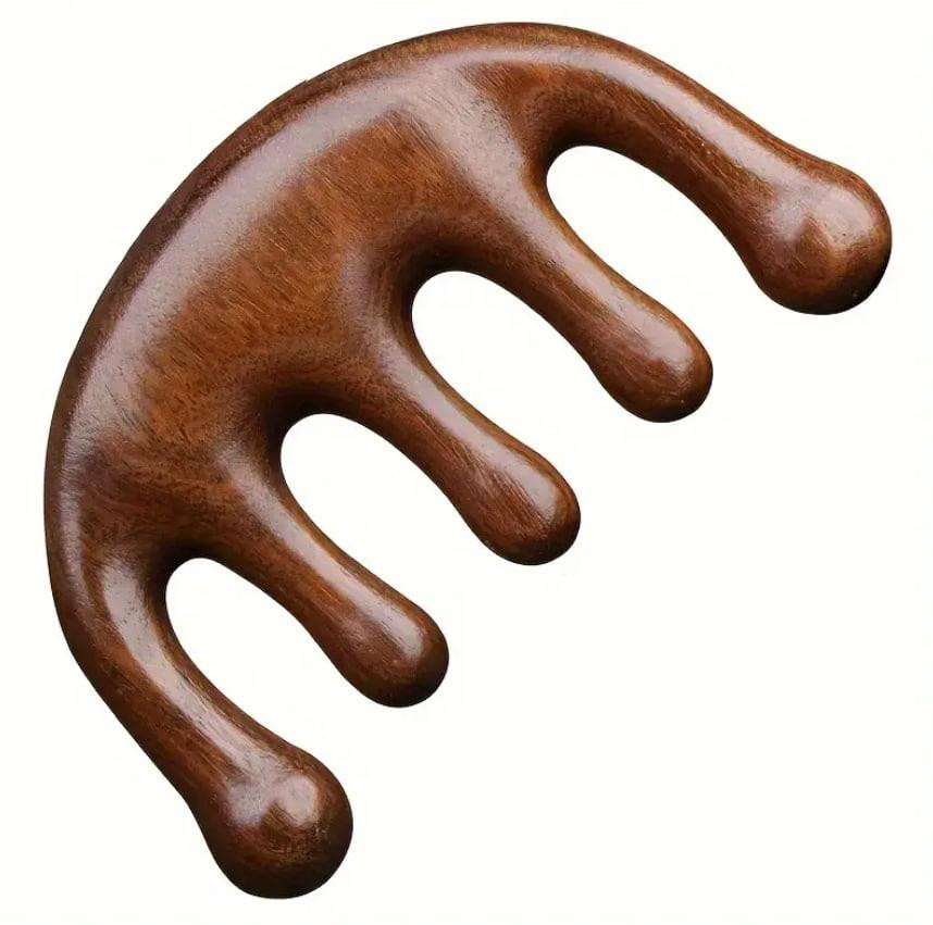 Аккупунктурный массажер в форме деревянной расчески из сандалового дерева 9.5×5.7 см Киев - изображение 4