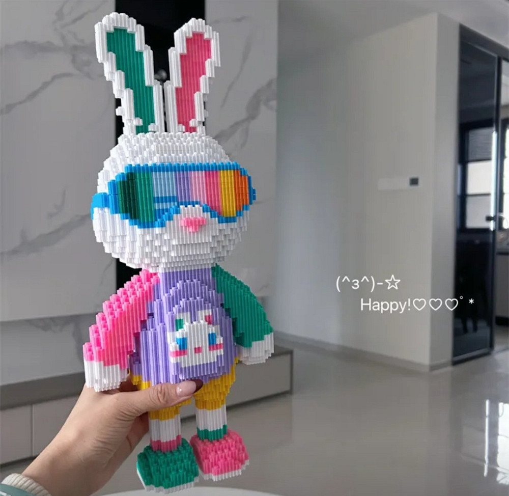 Большой 3D конструктор «Зайчик» - фигурка зайца из мини блоков, детский набор для сборки, подарок для мальчика и девочки Киев - изображение 2