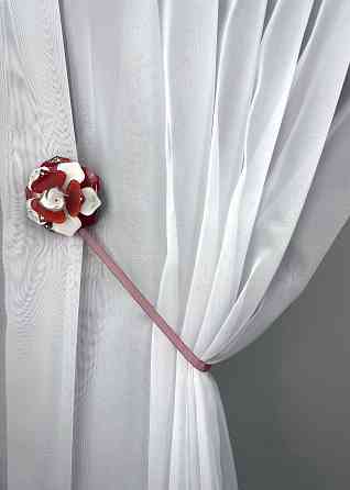 Магніти для штор і гардин Камелія набір 2 шт Бордовий з білим (81-312) Київ