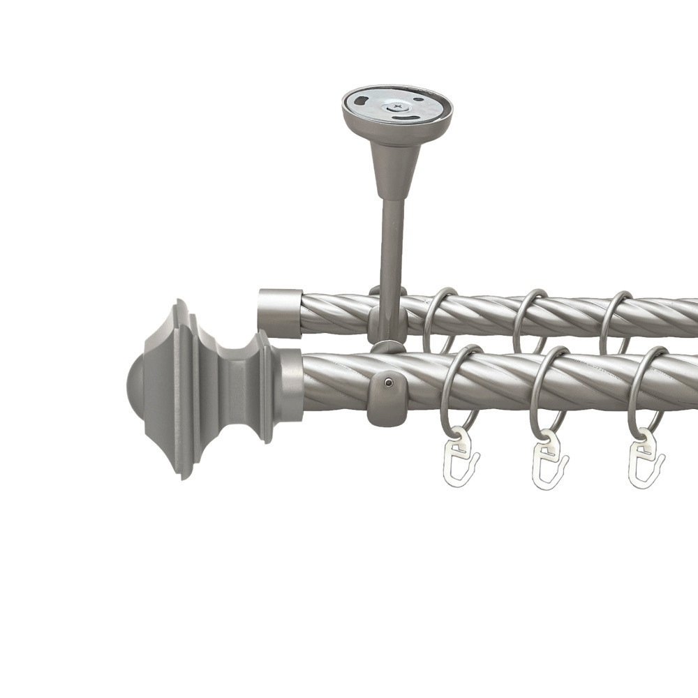 Карниз Orvit Борджеза металевий дворядний відкритий до стелі скручена труба кільце металеве Сатин 25\19 мм 300 Львов - изображение 1
