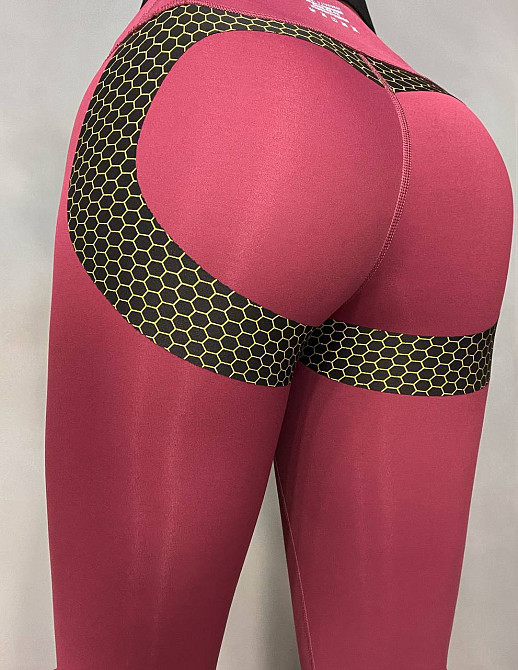 Лосины женские You are peri 24051 пояс с золотой надписью дайвинг утяжка пуш-ап тонкие бордовые, бордовый, XL Киев - изображение 3