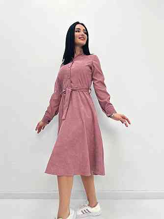 Вельветовое платье миди Ofelia 42-44, Трехнитка начес, Фрезовый Киев