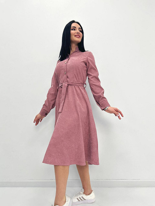 Вельветовое платье миди Ofelia 42-44, Трехнитка начес, Фрезовый Киев - изображение 1