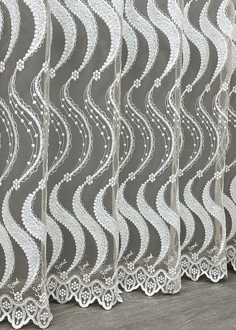 Тюль VR-Textil 1768т Фатин «Омбре» с вышивкой и люрексом Айвори с белым 300х270 см (42-0774) Киев - изображение 8