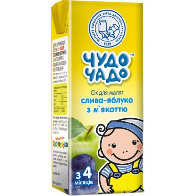 Сік дитячий Чудо-Чадо Сливово-яблучний з м'якоттю, цукром і вітаміном C 200 мл (4820016251700) Вінниця - фото 1