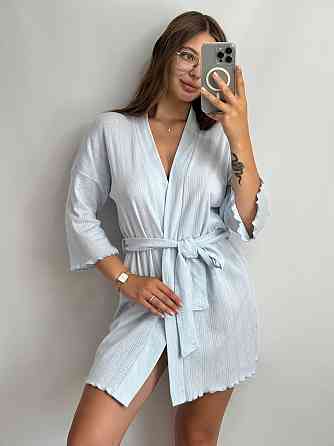 Домашний халат из трикотажа бамбук Голубой XS/S Харьков