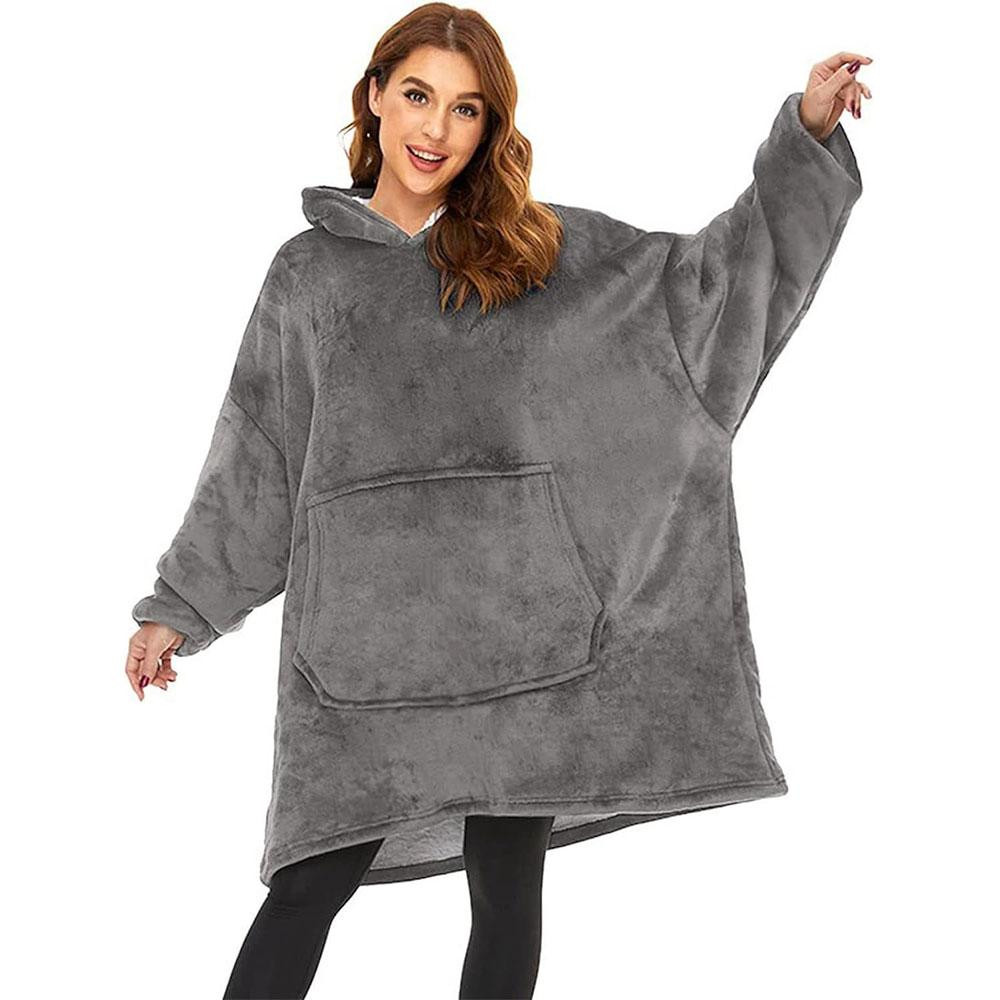 Плед толстовка с капюшоном (100х80см) HUGGLE HOODIE, Серый / Плед-худи / Оверсайз толстовка плед с капюшоном Киев - изображение 7