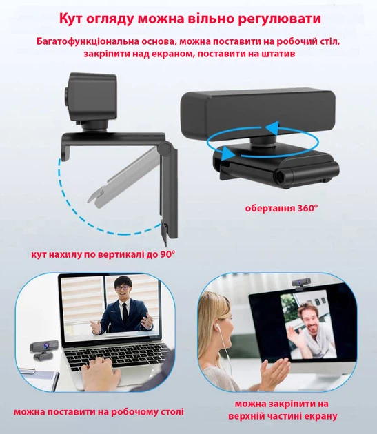 Уценка Веб-камера WEMISS CM-A1 2K Full HD 1080p (1920х1080) с автофокусом, микрофоном, шторкой Киев - изображение 7