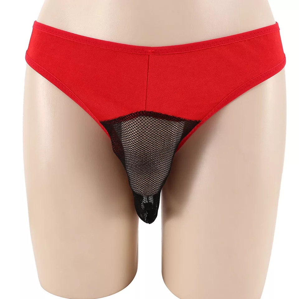 Мужские стринги з сеткой one size черно-красный Киев - изображение 2