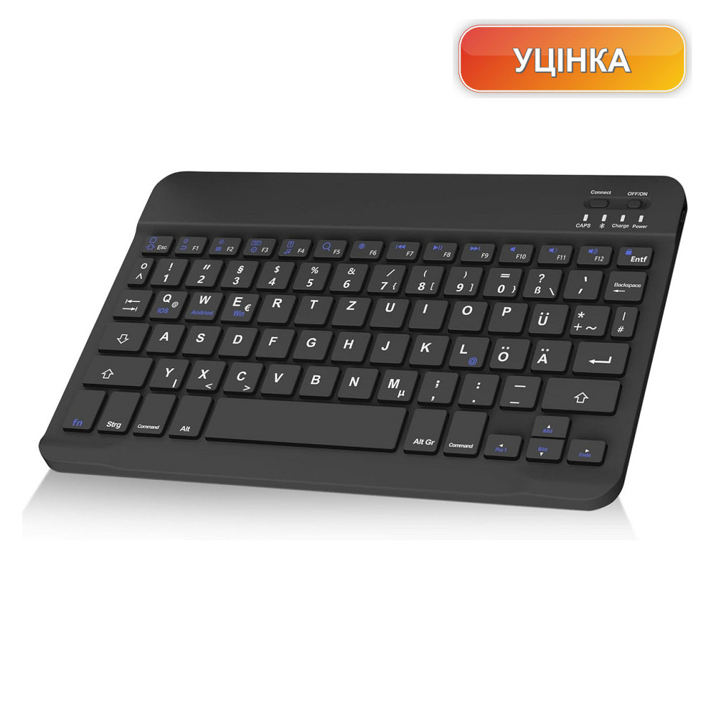 Клавіатура IVEOPPE QWERTZ чорна перезаряджувальна бездротова Bluetooth ультратонка сумісна з iPad/Android Київ - фото 1
