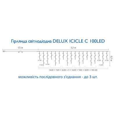 Гирлянда Delux ICICLE 100 LED C 3.2х0.7 м Мульти/Прозрачный IP20 (90015254) Винница