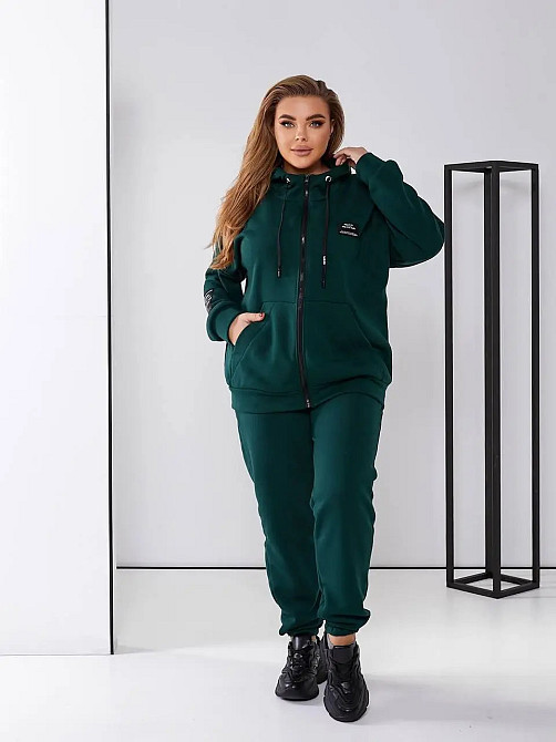 Жіночий спортивний костюм з нашивками "Walker" оптом | Батал Темно-зелений, 50-52 Київ - фото 6
