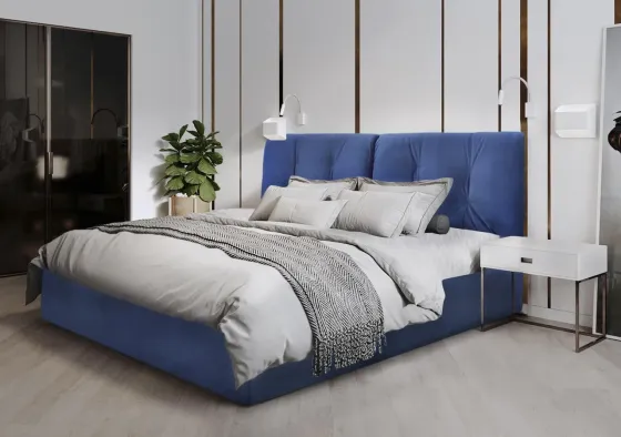 Ліжко BNB Двоспальне Gold Premium 160 х 200 см Simple З додатковою металевою цільнозварною рамою Синій Київ