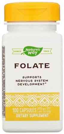 Фолиевая кислота Витамин B9 Nature's Way Folate 800 мкг 100 капсул Киев