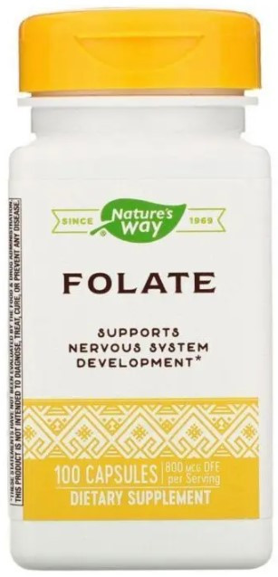 Фолиевая кислота Витамин B9 Nature's Way Folate 800 мкг 100 капсул Киев - изображение 1