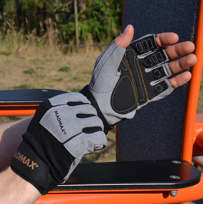 Рукавички для фітнесу MadMax MFG-871 Damasteel Grey/Black XXL Каменское - изображение 7
