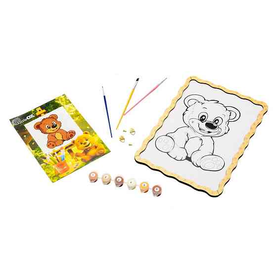 Картина по номерах "Ведмедик" Puz-22942 формат А4 пензлик, фарби, кріплення для стіни Вінниця