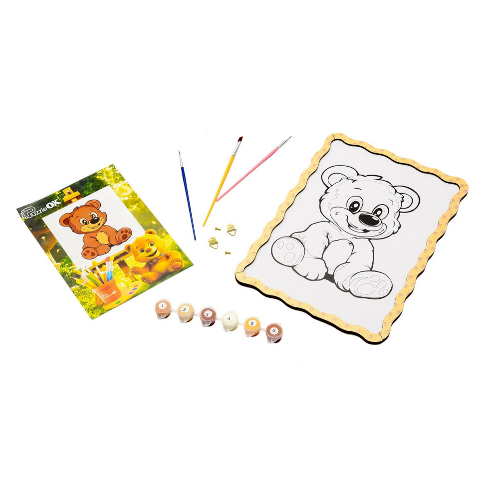 Картина по номерах "Ведмедик" Puz-22942 формат А4 пензлик, фарби, кріплення для стіни Вінниця - фото 1