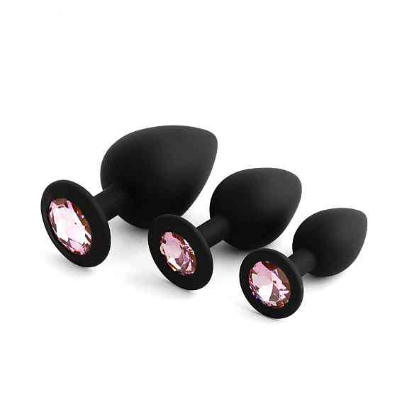 Силіконовий набір плагів Jewellery Silicone PLUG SET Black, чорний Sex Aura Київ
