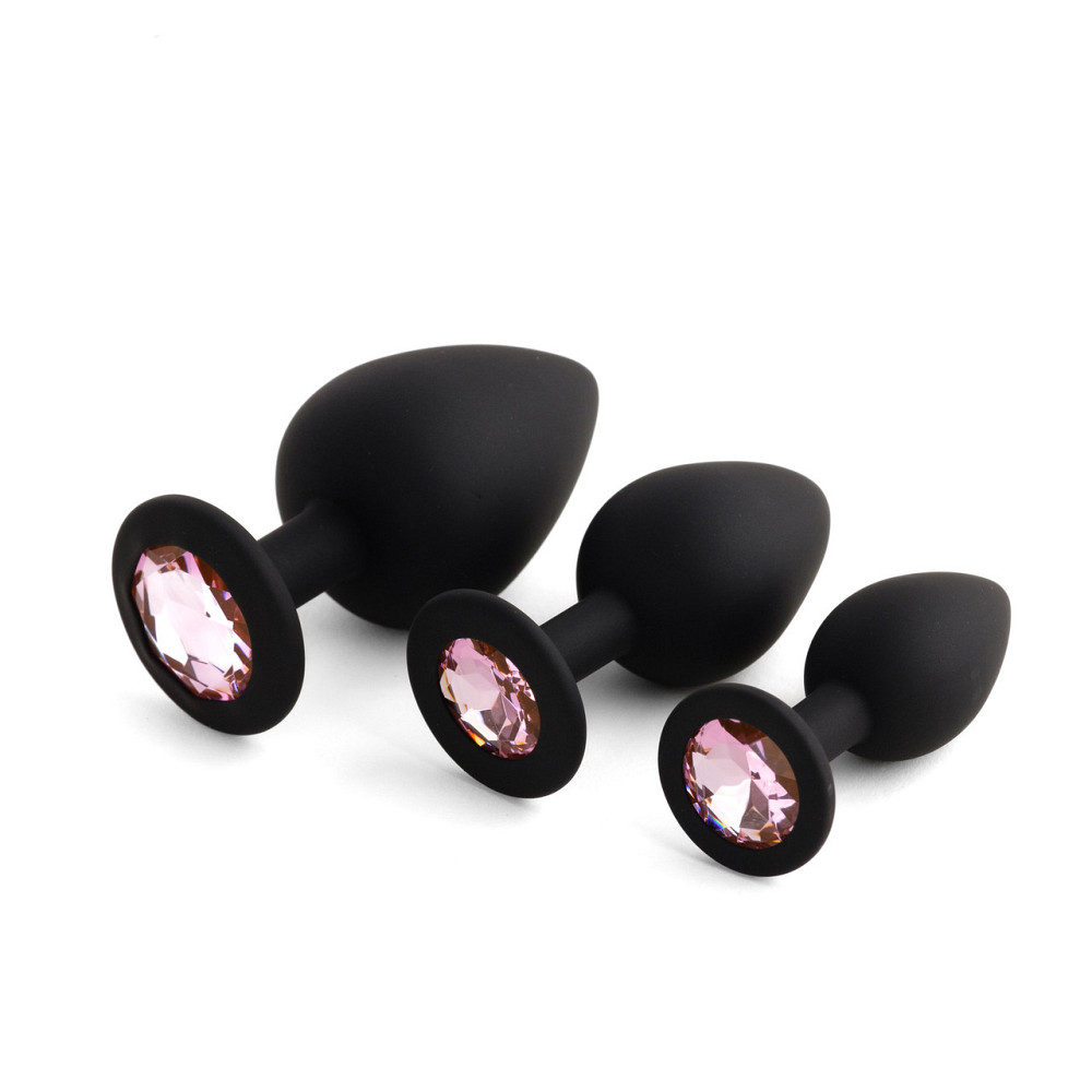 Силіконовий набір плагів Jewellery Silicone PLUG SET Black, чорний Sex Aura Київ - фото 4