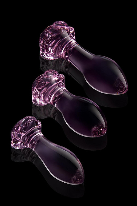 Набір анальних пробок DreamToys Glaze Glass Rosebud скляний, рожевий, 3 шт. Sex Aura Київ - фото 6