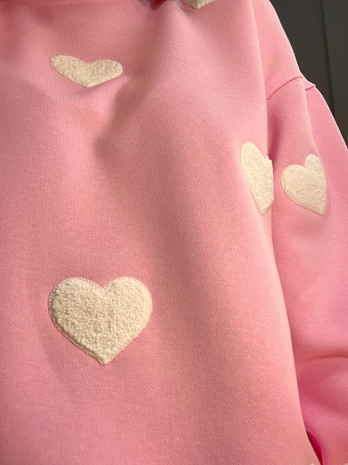 Світшот жіночий W 2975 оверсайз подовжений махрові серця one size, рожевий, one size Київ - фото 8