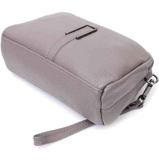 Сумка женская на два отделения из натуральной кожи Vintage 22278 Серая Киев